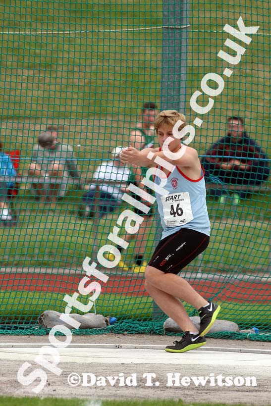 Edward Jeans (Preston Harriers) winner of the under-15s hammer at the Northern Under-17s and 15s Championships, Liverpool.